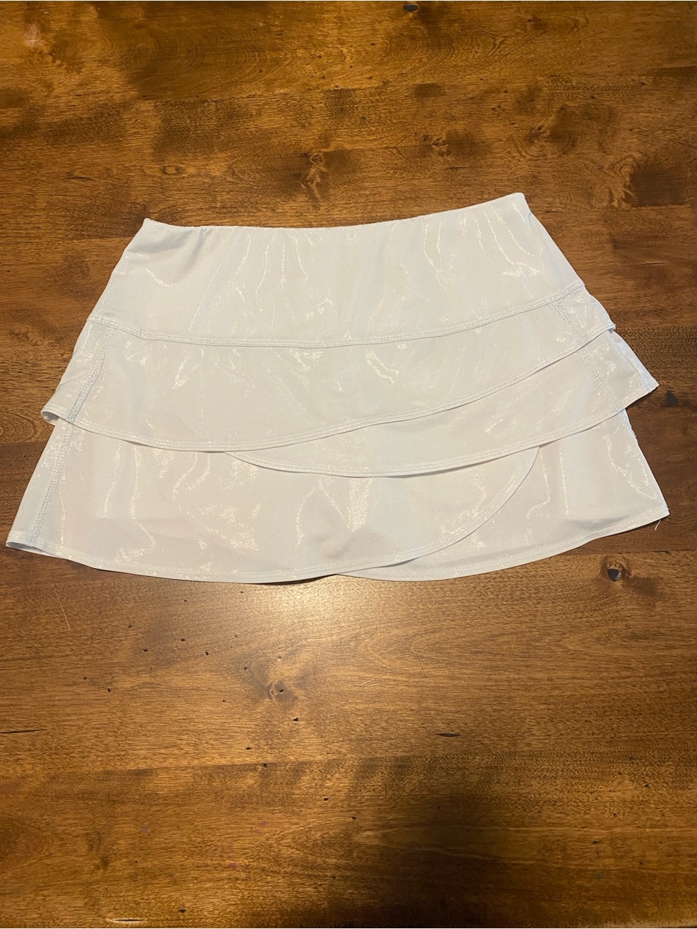 Lucky in Love White Shimmery Tiered Tennis Skirt